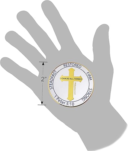 Miniatura 4 de Moneda cristiana coleccionable, para hombres y niños "I Can Do All Things" Filipenses 413, Superadores, Firme, Restaurado, Firme, Fuerte