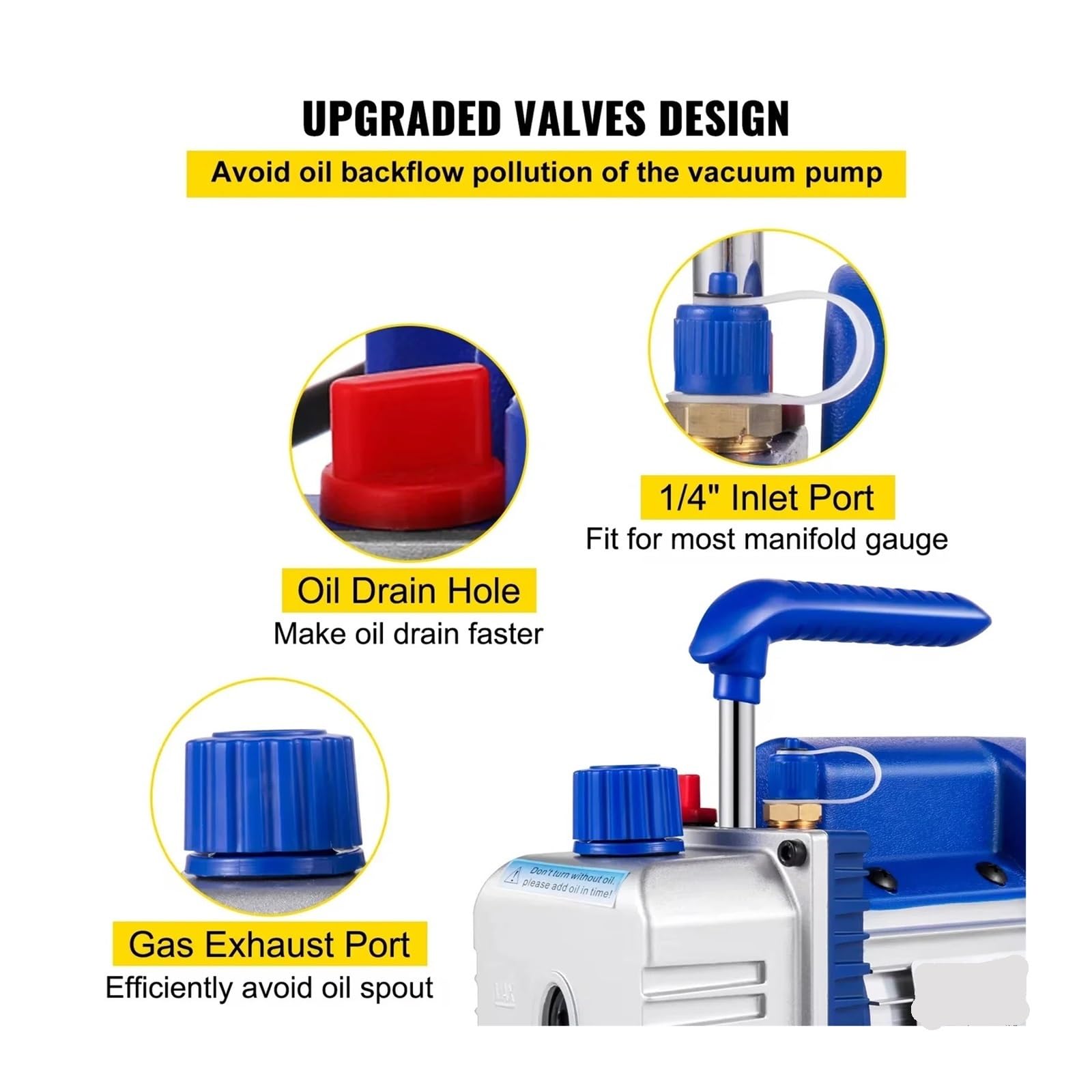 Vakuumpumpe, Drehschieber-Kältemittelpumpe | 4,8 CFM 1/3 PS Kälte-Klimaanlage for Vakuum-Evakuierungs-Kälte-Reparaturwerkzeuge(4.8CFM1-3HP)