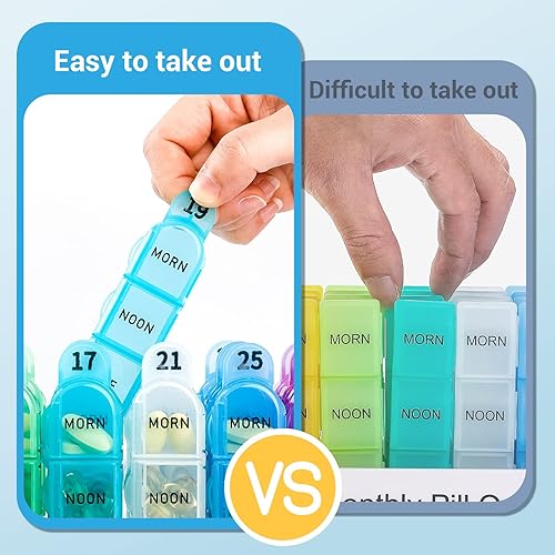 Miniatura 3 de Zoksi Organizador mensual de pastillas 4 veces al día, organizador de pastillas para 30 días, organizador de pastillas de un mes, pastillero de 31
