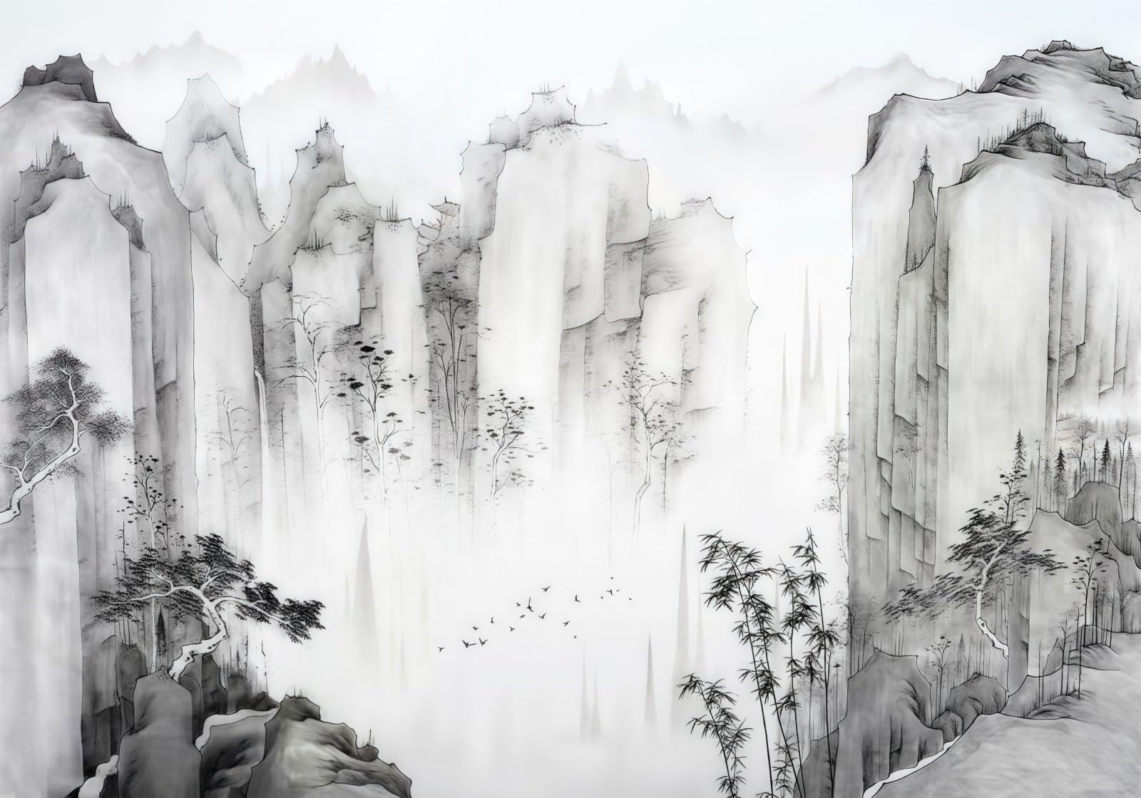 Tapisserie murale forêt de bambou 3D intissé haut de gamme