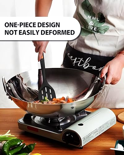 Miniatura 3 de Espátulas de cocina de silicona y cucharas de espagueti, paquete de 4 utensilios de cocina de silicona resistentes al calor, cucharas grandes