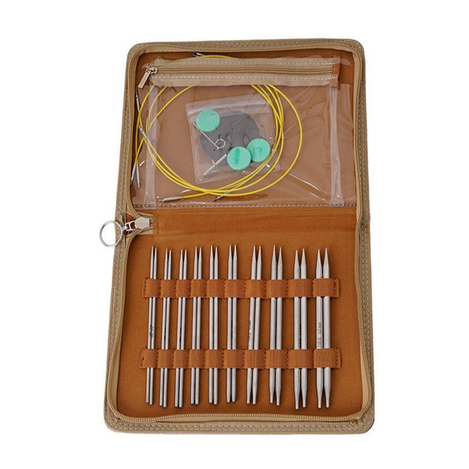 Juego De 20 Agujas Circulares Intercambiables De Acero Inoxidable De 2,8-6,0 Mm, Con Estuche, Ideal Para Tejer Mantas Y Manualidades