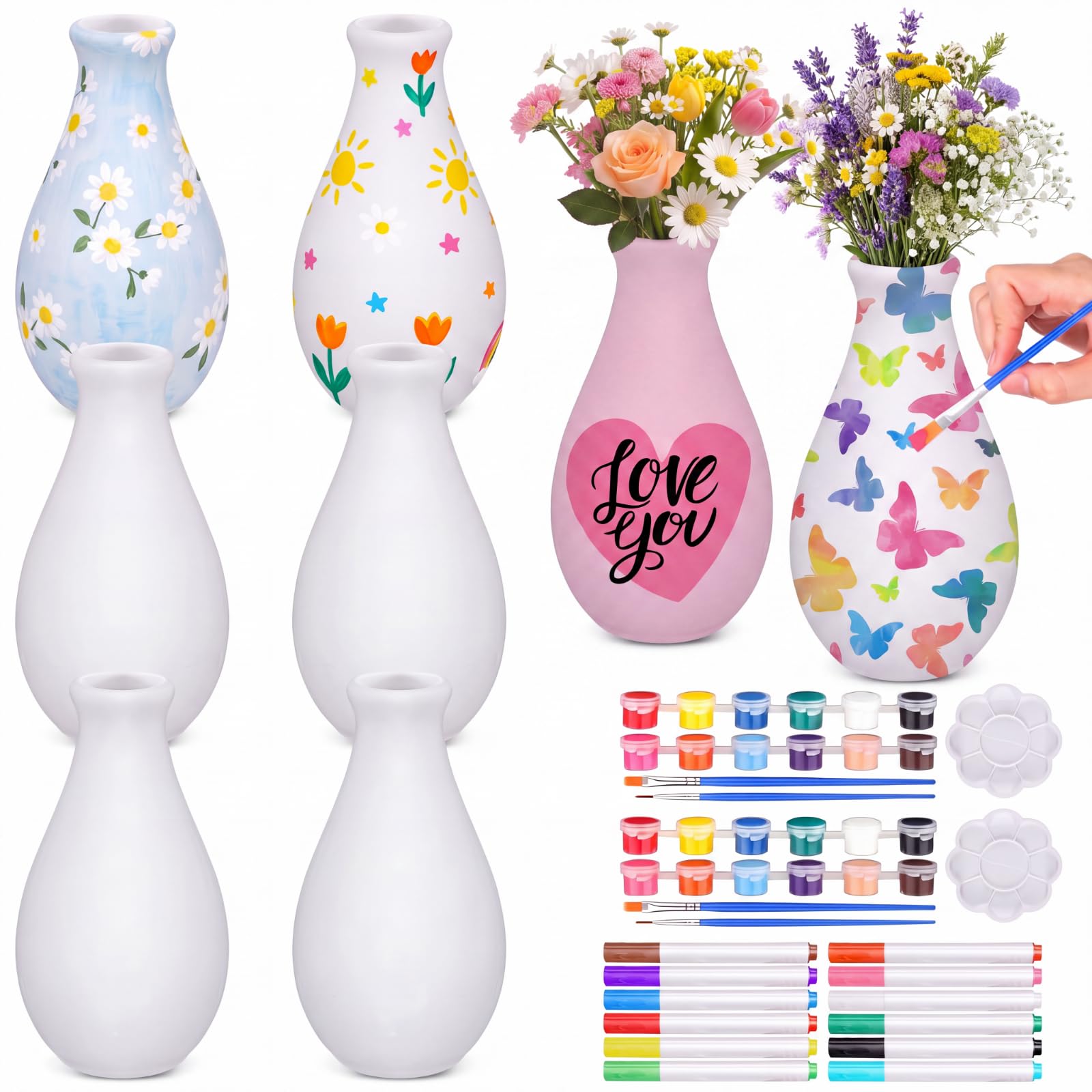 Amazon.co.jp: Singhoow 6セット セラミックス ペイント花瓶 DIY 自分