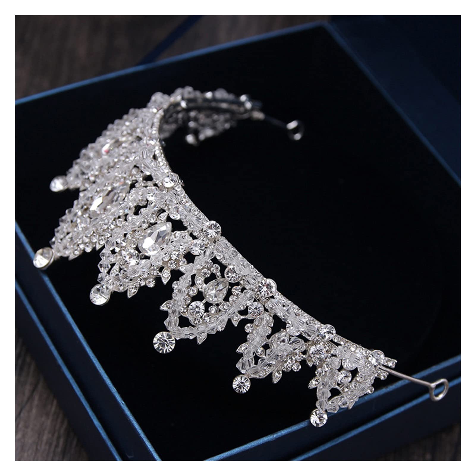 Barokowy luksusowy Rhinestone korona ślubna diadem ręcznie robiony srebrny kryształ Diadem diadem na ślub panny młodej akcesoria do włosów Tiara (kolor metalu: srebrny)