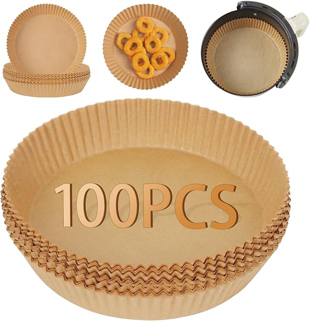 Air Fryer Liners,100PCS Air Fryer Disposable Paper Liner,Air Fryer Accessories Food Grade Air Fryer Paper Liners Oil-Proof, Water-Proof,Compatible with Ninja, Tower, COSORI (round-6.3in-100pcs)