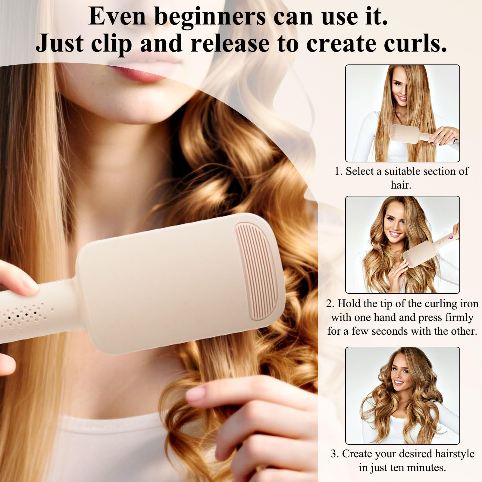 2 Fässer Meerjungfrau Welleneisen für Haare: 32mm Welleneisen Lockenstab, Beach Waves Lockenstab mit 4 Einstellbaren Temperaturen, Hitzeschutz & Reisesicherung | Locken für alle Haartypen