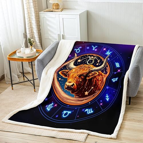 Miniatura 6 de Manfei Aries - Manta de cama de 12 constelaciones para niños y niñas, decoración de habitación, manta del zodiaco de astrología occidental para Gris