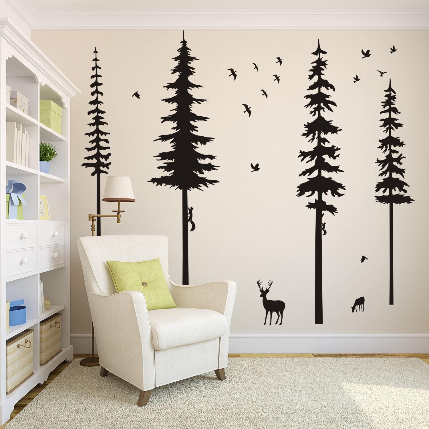 Pine Tree Wall Decals Woodland Vinyl Wall Sticker Forest