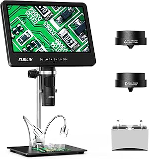 Elikliv EDM601 LCD Digital Microscope with 3 Lens, 7 Inch Coin Microscope, 2160P Soldering Microscope, 24MP Biological Microscope Kit. 1500X Coin Magnifier with Light, HDMI/Windows/Mac Compatible
