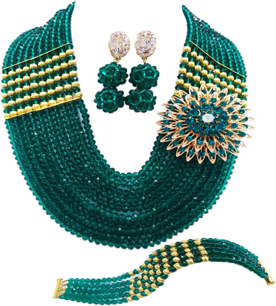Nigerian Jewelry For Women African Wedding Necklace Set Crystal Beaded Bridal Jewelry Sets