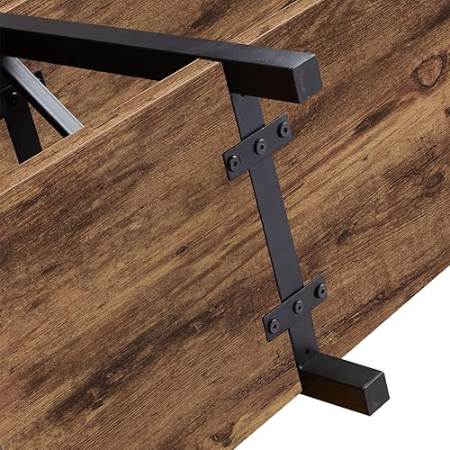 Miniatura 9 de IBF Mesa consola rústica, moderna mesa de entrada con estantes de almacenamiento, mesa de sofá industrial de madera de metal detrás del sofá, mesa