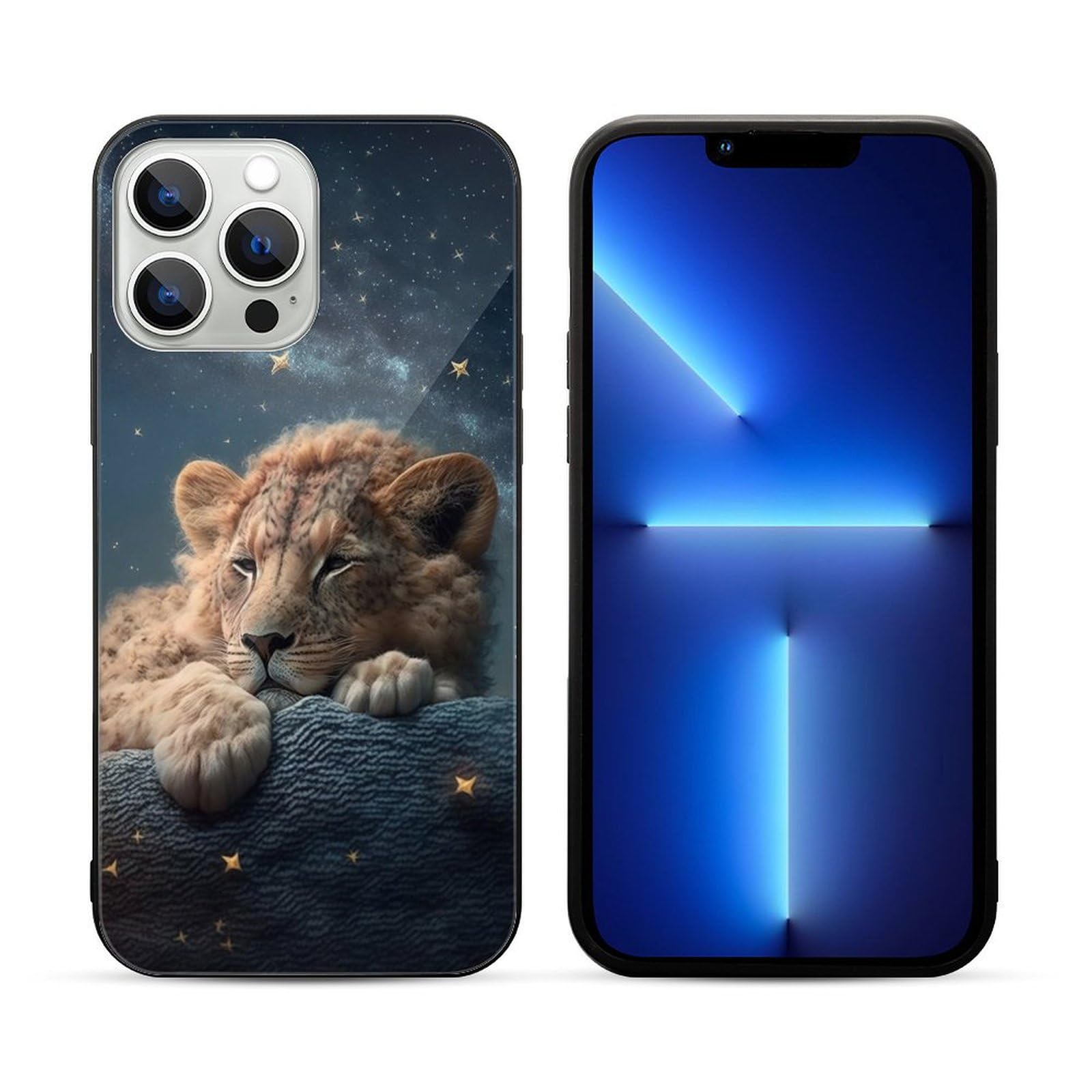 CRIVOTA for iPhone 13 Pro Case - All-New Lion Design, Glass Back + TPU Inner Shell, Extreme Slimness, Military-Grade Dual Protection, Cell Phone Cases