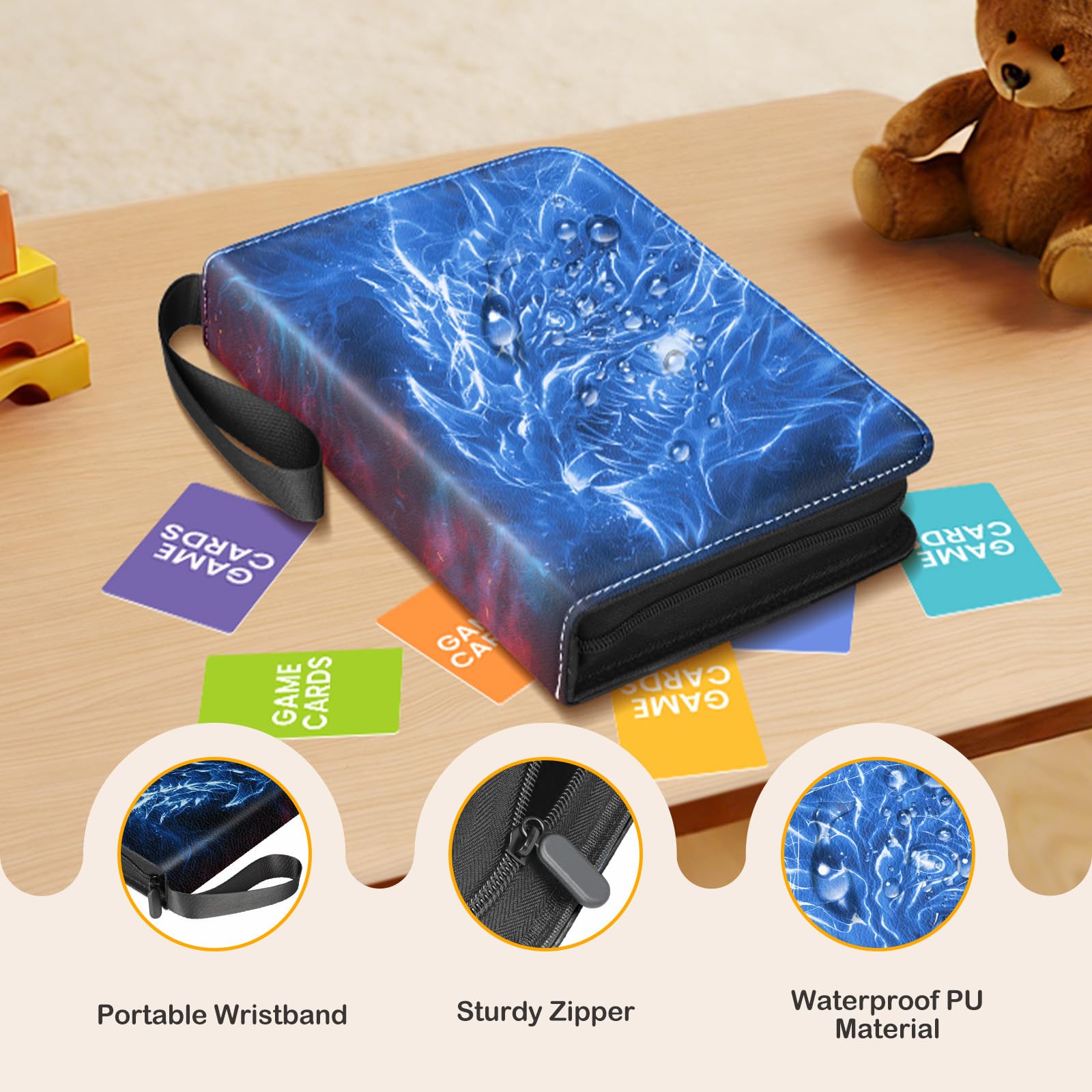 Carpeta de 9 bolsillos con 50 fundas extraíbles, capacidad para 900 tarjetas, estuche de almacenamiento premium para coleccionistas de juegos, deportes, tarjetas de fotos y MTG, álbum de libros
