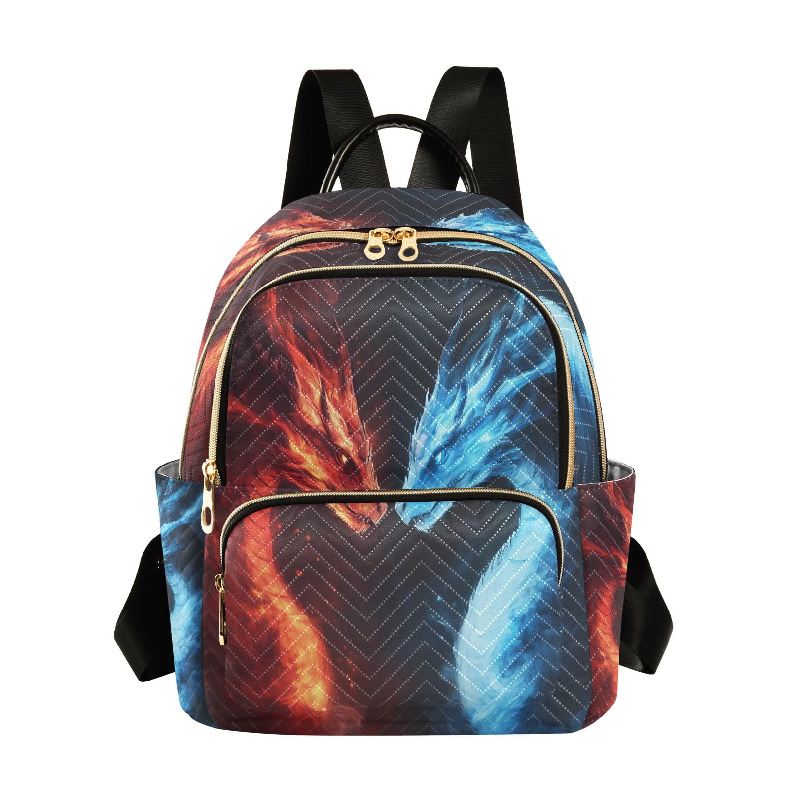 SUABO Red Blue Dragon Backpack Purse Ladies Rucksack Travel Shoulder Bag Casual Daily Backpack