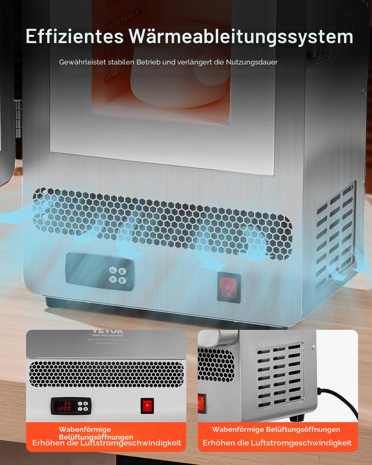 VEVOR Tisch-Schmelzofen 1500 W leistungsstarker elektrischer Ofen 1200 ℃ maximale Temperatur, Goldschmelzofen aus Edelstahl für Wachsguss Ton-DIY Metalltemperierung Glasieren auf Keramik, Silber