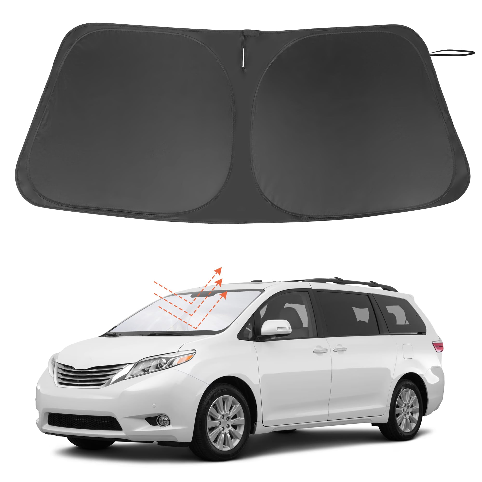 Windshield Sun Shade Custom Fit for 2011-2020 Toyota Sienna Accessories Foldable Sunshade Sun Blocker Protect Car from Sun Rays & Heat Damage Keep Car Cooler