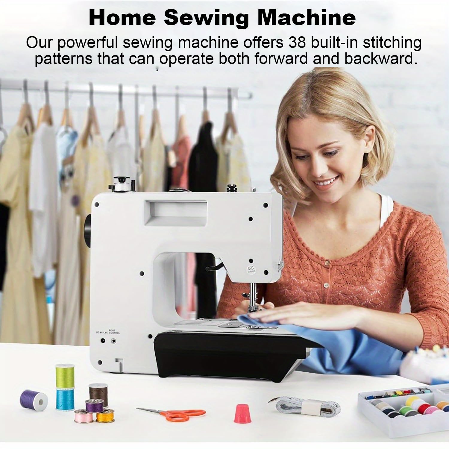 Machine a Coudre Debutant，Machine a Broder，Portable Automatique avec 38 Points Intégrés pour Débutants et Professionnels，avec Table D'extension pour les Débutants et Les Amateurs de Bricolage
