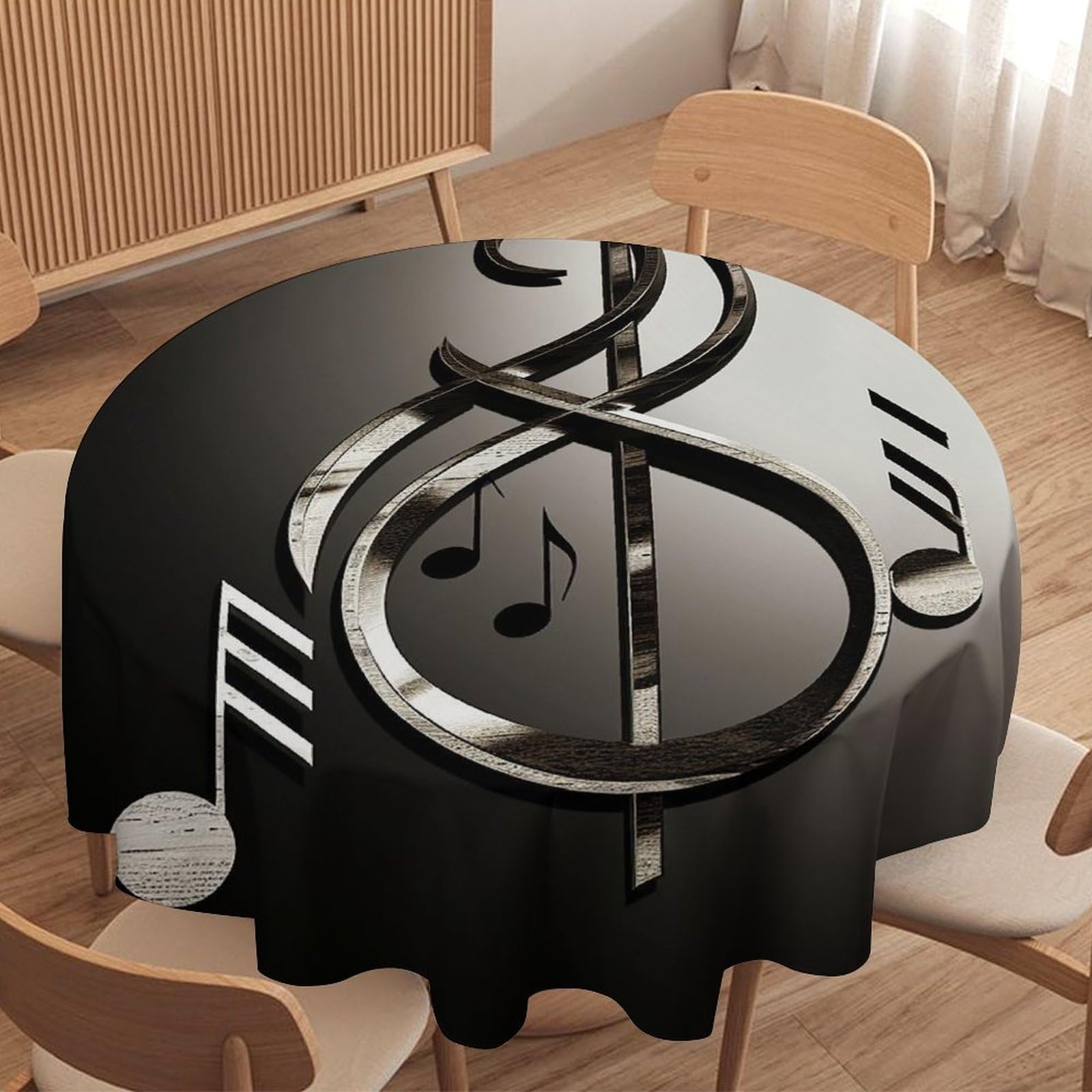 Nappe ronde musique imprimée décorative haut de gamme pour table de salle à manger