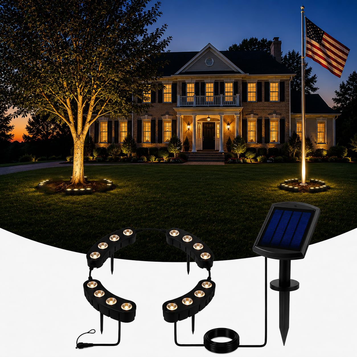 Photo 1 of Glosola Solar Landscape Lights Outdoor, 360° Ring Tree Lights