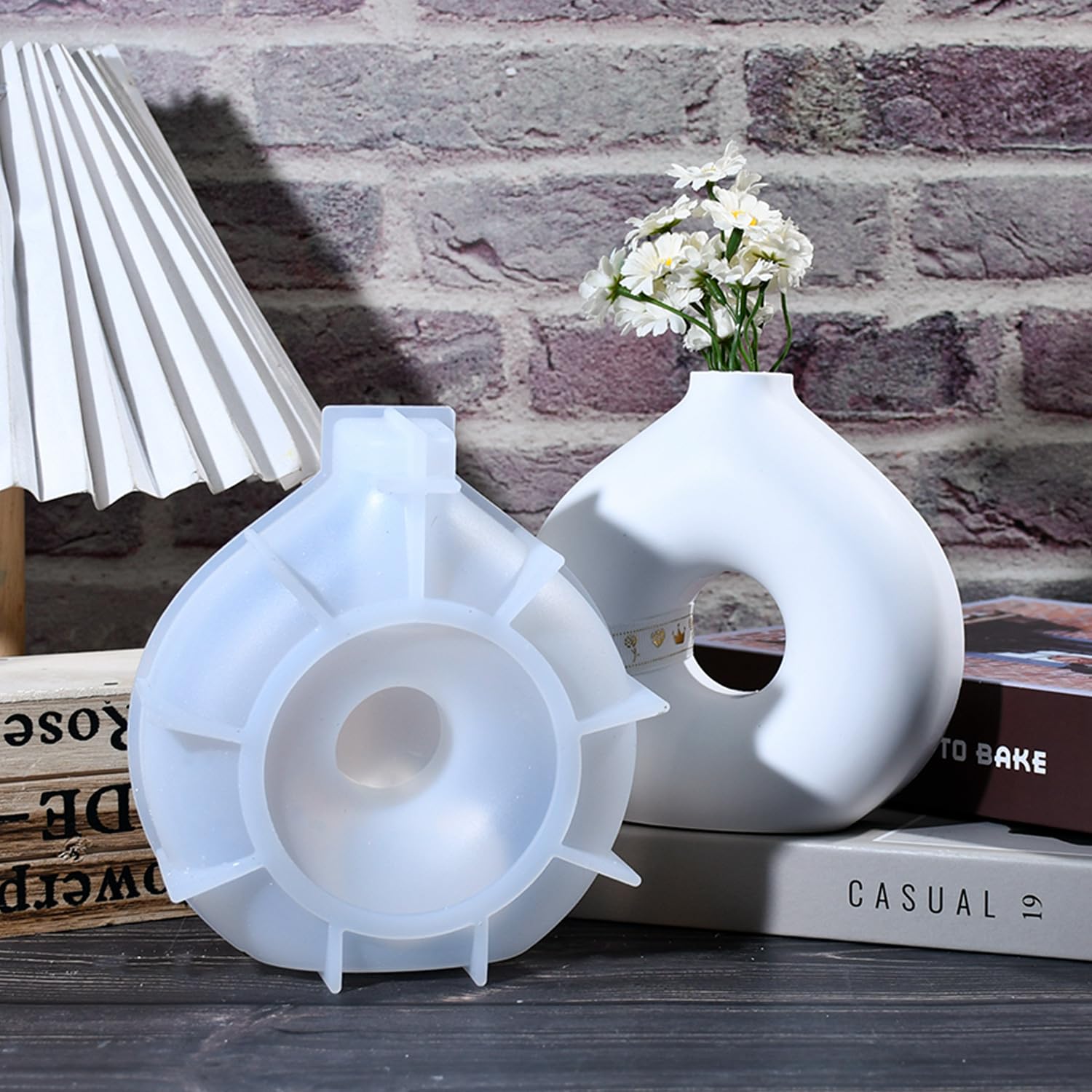 1 Set Ring Shaped Vase Silicone Resin Mold Dried Flowers Holder Bottle Desktop Circular Art Ornament Clay Mold Epoxy Silicone Casting Molds Vase,3D DIY Making Home Display Decor Crafts