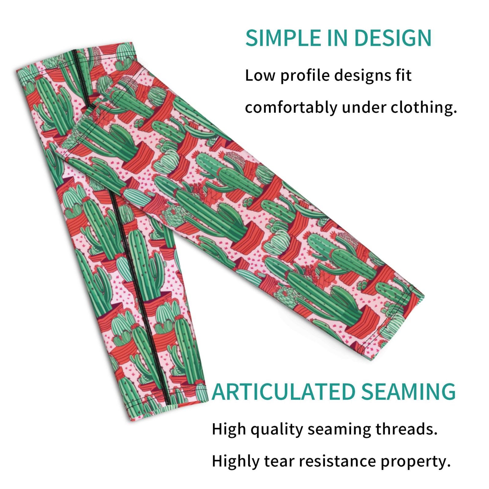 Salelf Colorful Cactus Arm Sleeves Cooling UV Sun Protection Sports Compression Sleeves for Men Women Golf Basketball Arm Sleeves