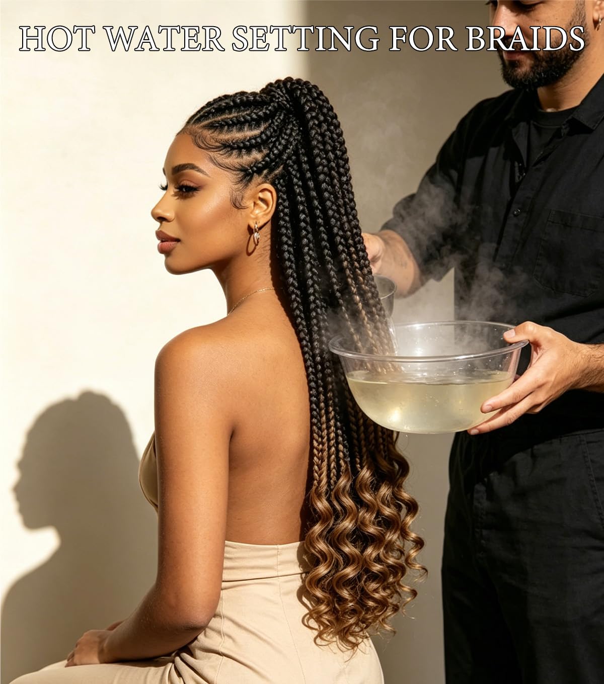 Braiding Hair Pre Stretched Long Braids 8 Packs 22 Inch Synthetic Soft Itch Free No Tangle Hot Water Setting for Box Braids and Twists Mix Colors Optional（6*Black+2 * 1B/30/27)