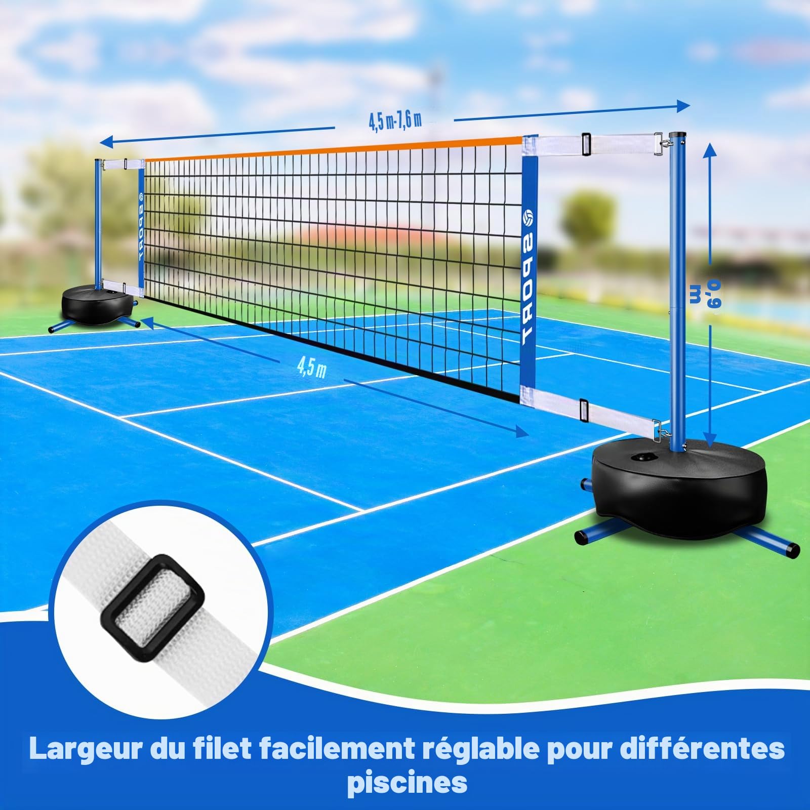 Filet de Volleyball de Piscine avec 2 balles Aquatiques