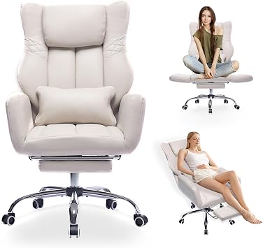 Cross Legged Office Chair with Foot Rest, Flip Armrest