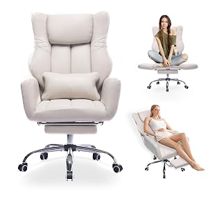 Criss Cross High Back Office Chair with Foot Rest Ergonomic Cross Legged Desk Chair with Flip-up Armrest Cozy