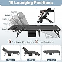 Vista 6 de Slsy Sillas plegables para exteriores, silla ajustable para dormir, cama plegable portátil, tumbona para exteriores, playa, césped, camping