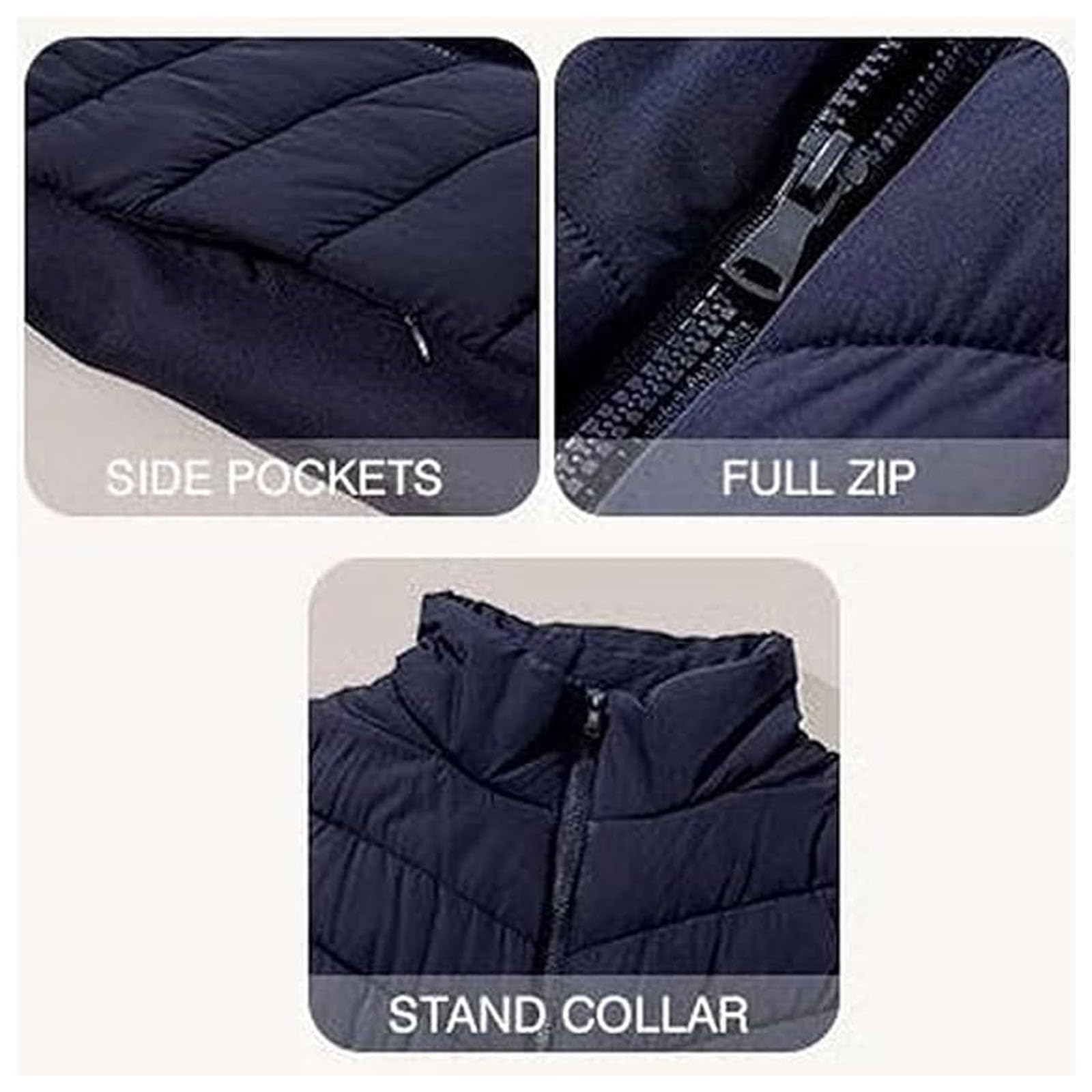 Holdretain - Chaleco acolchado para mujer, sin mangas, con cremallera, acogedor, ligero, cuello alto, chaqueta acolchada