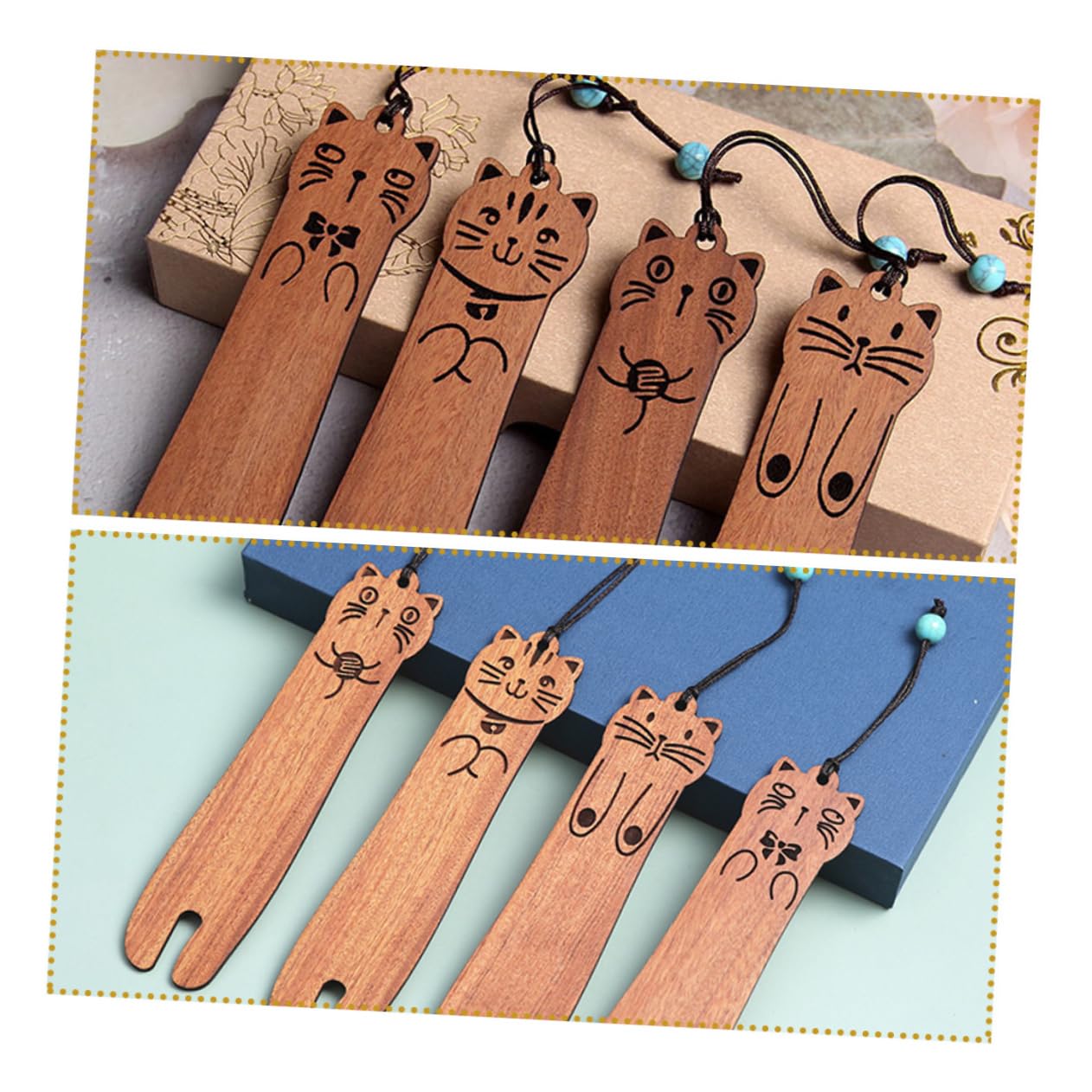 LALAFINA 16pezzi Segnalibri Legno Forma Di Gatto Da Decorativi e Pratici Per Amanti Dei Libri Accessori Di Lettura Eleganti Per Appassionati Di Lettura