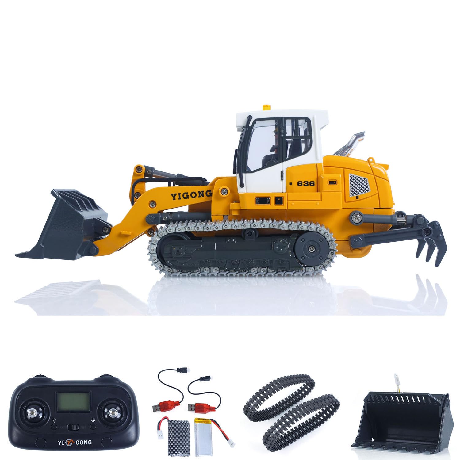Carica a catena elettrica RC 1:50, LR636, 2,4 G, macchina da costruzione, pala in metallo, catena dentata RTR modello luce suono batteria