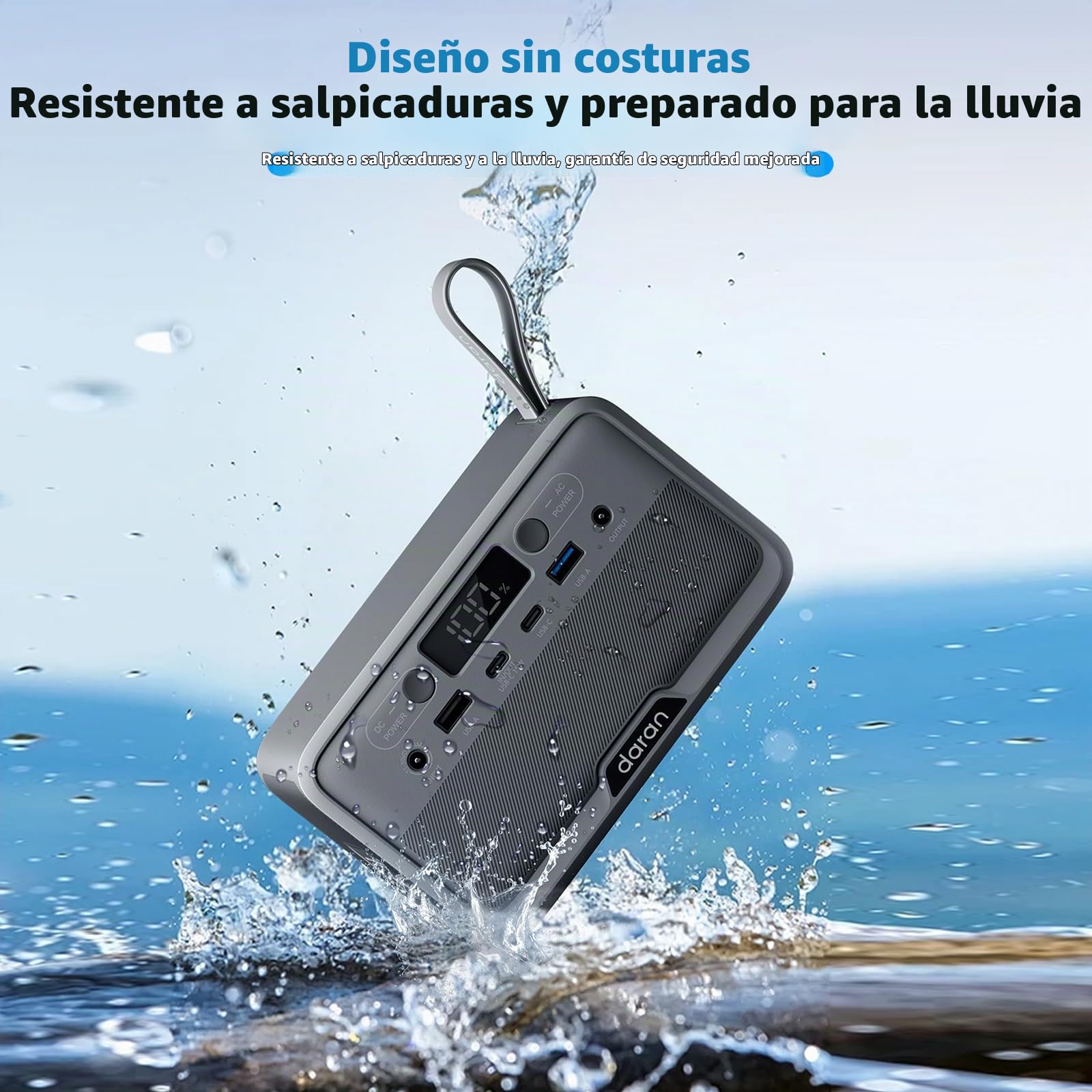 Estación de energía portátil 89,6 Wh batería LiFePO4, power bank solar 100 W pico, cargador con toma de corriente y carga rápida PD para hogar, camping y actividades al aire libre (gris)