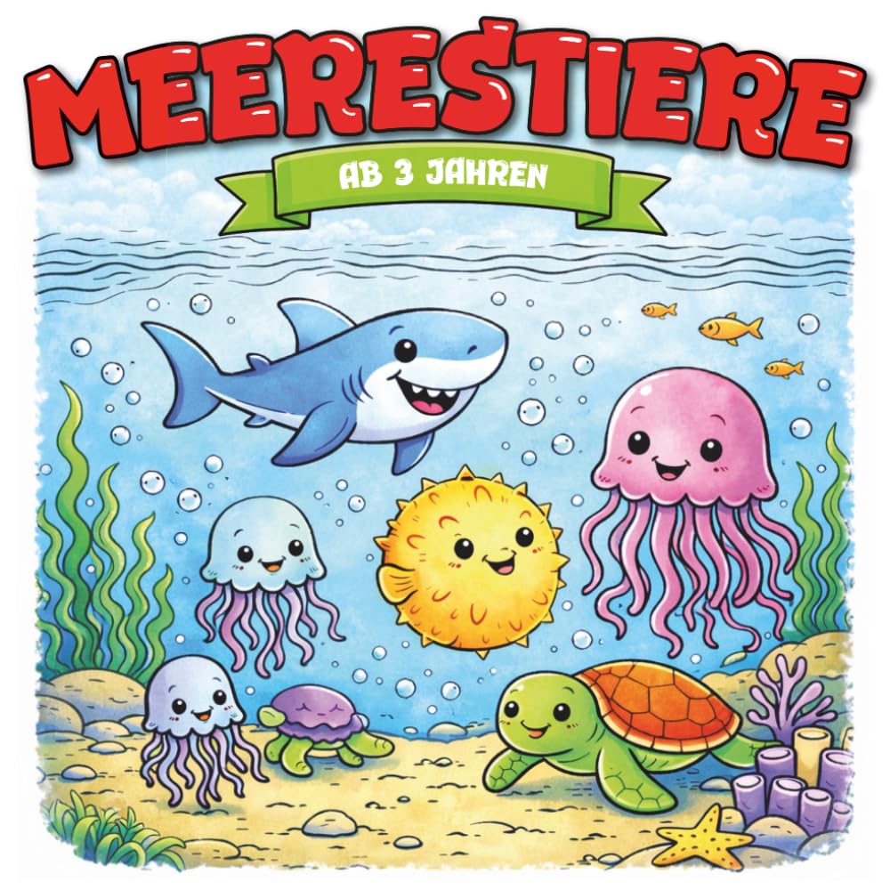 Kindermalbuch Meerestiere: ab 3 Jahren: Ein tolles Malbuch mit Meerestieren wie Delfine, Tintenfische und Krabben - für Kinder von 3 bis 6 Jahren