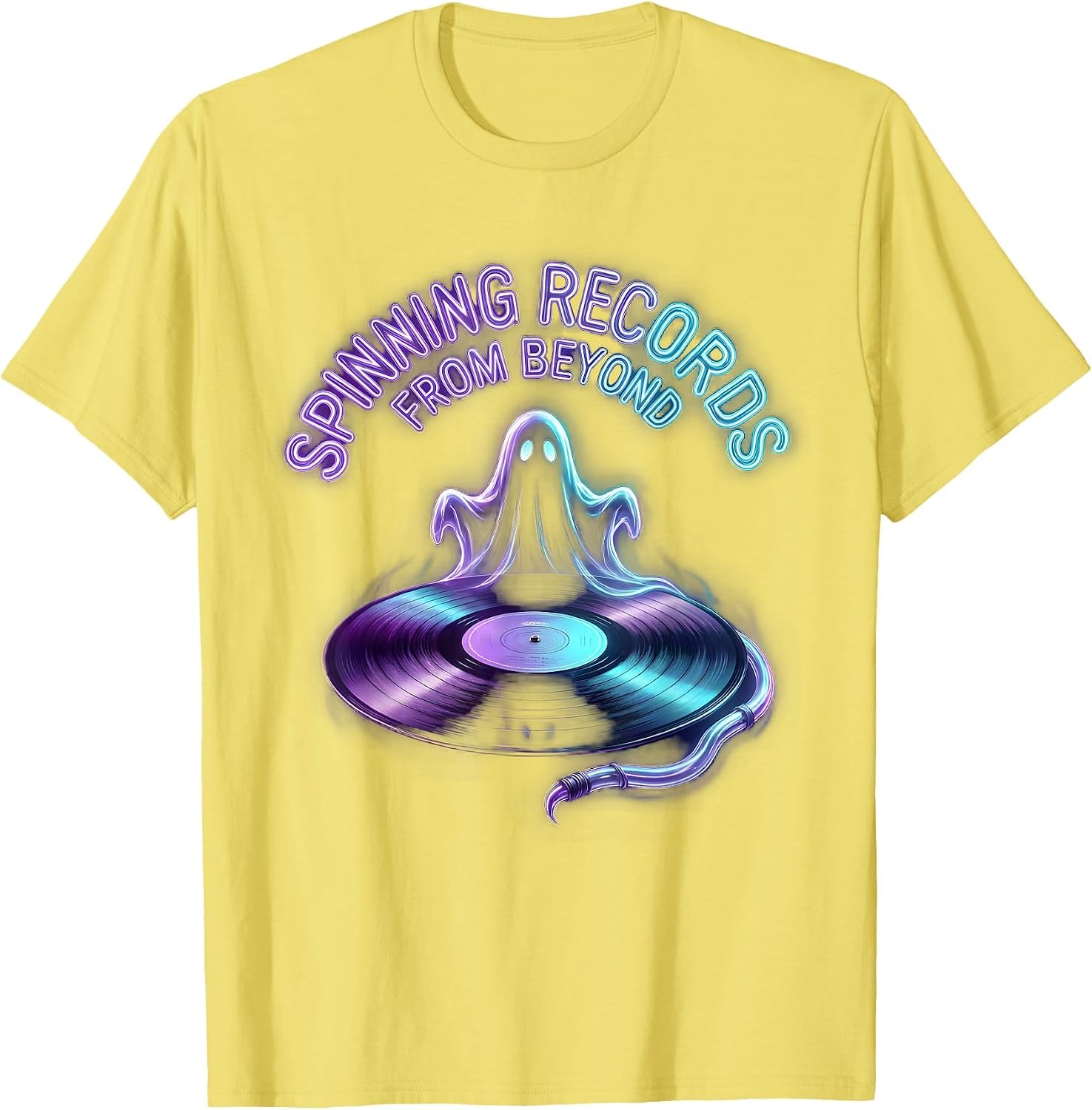 Men's Halloween Ghost Vinyl Records Music Collector Design T-Shirt image 3