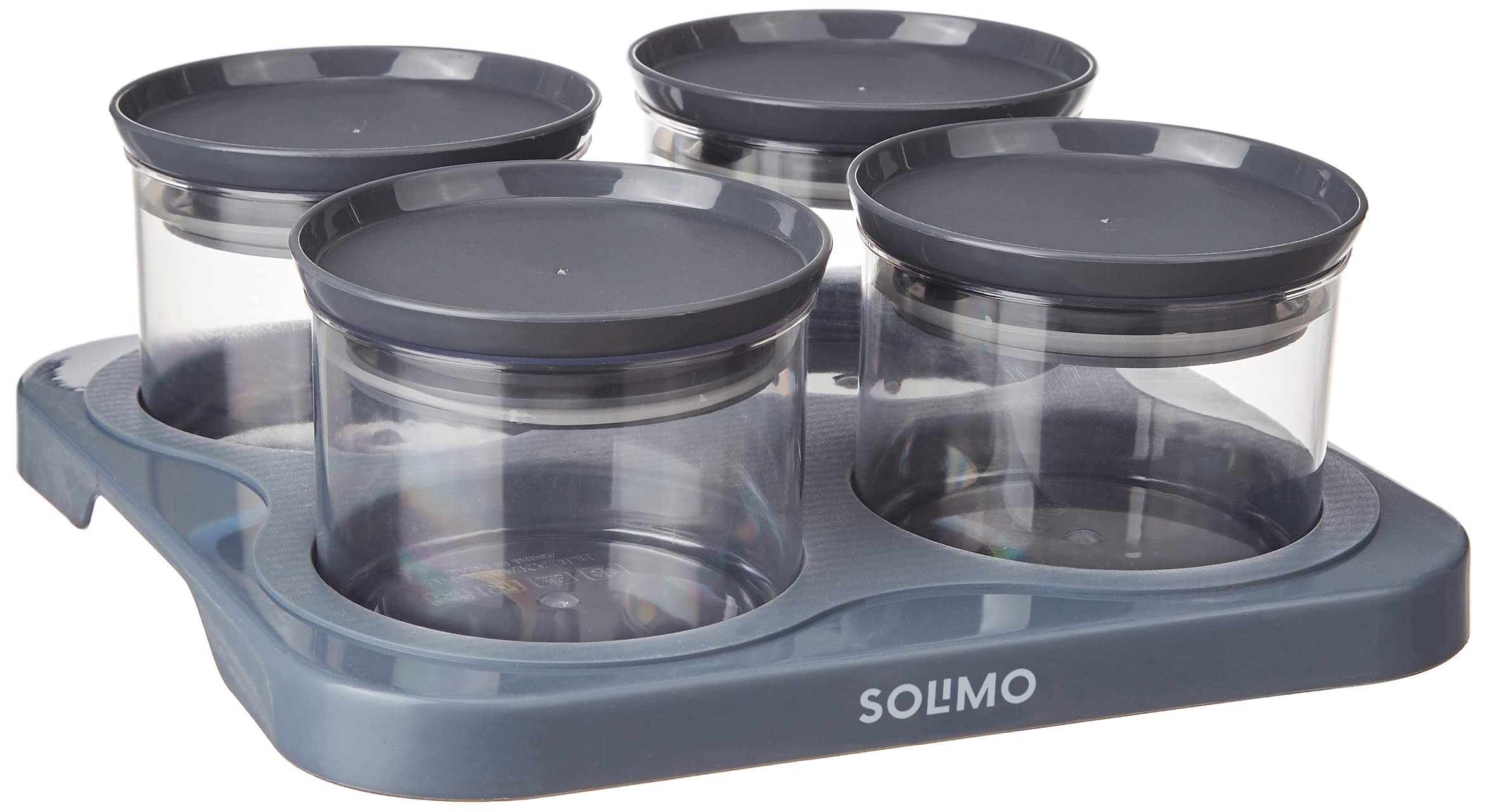 Amazon Brand - Solimo Airtight Plastic Storage Container Set, With 4 Containers (500ml) & Serving Tray, BPA Free, Grey (B0B6WCQ29R) Amazon Price History, Amazon Price Tracker