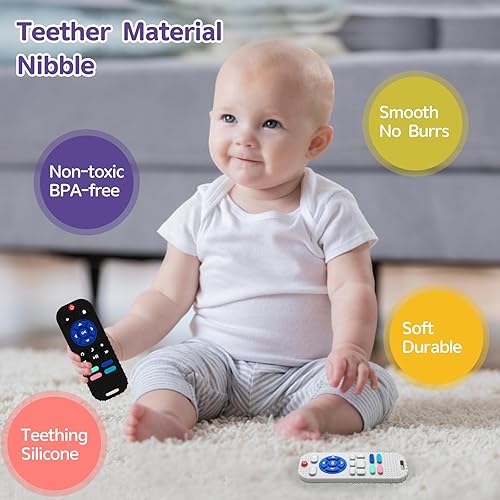 Miniatura 3 de Hooku Paquete de 2 juguetes de dentición de silicona para bebés de 0 a 6 meses, mordedores para bebés de 6 a 12 meses, mordedor remoto para bebés,