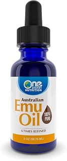 One Planet Nutrition Australian Emu Oil 2 oz, Pure & Natural, 6x Refined, Cold Pressed for Face & Hair, Transdermal (Easy Absorption), Non-GMO, Gluten-Free, for Skin Hydration