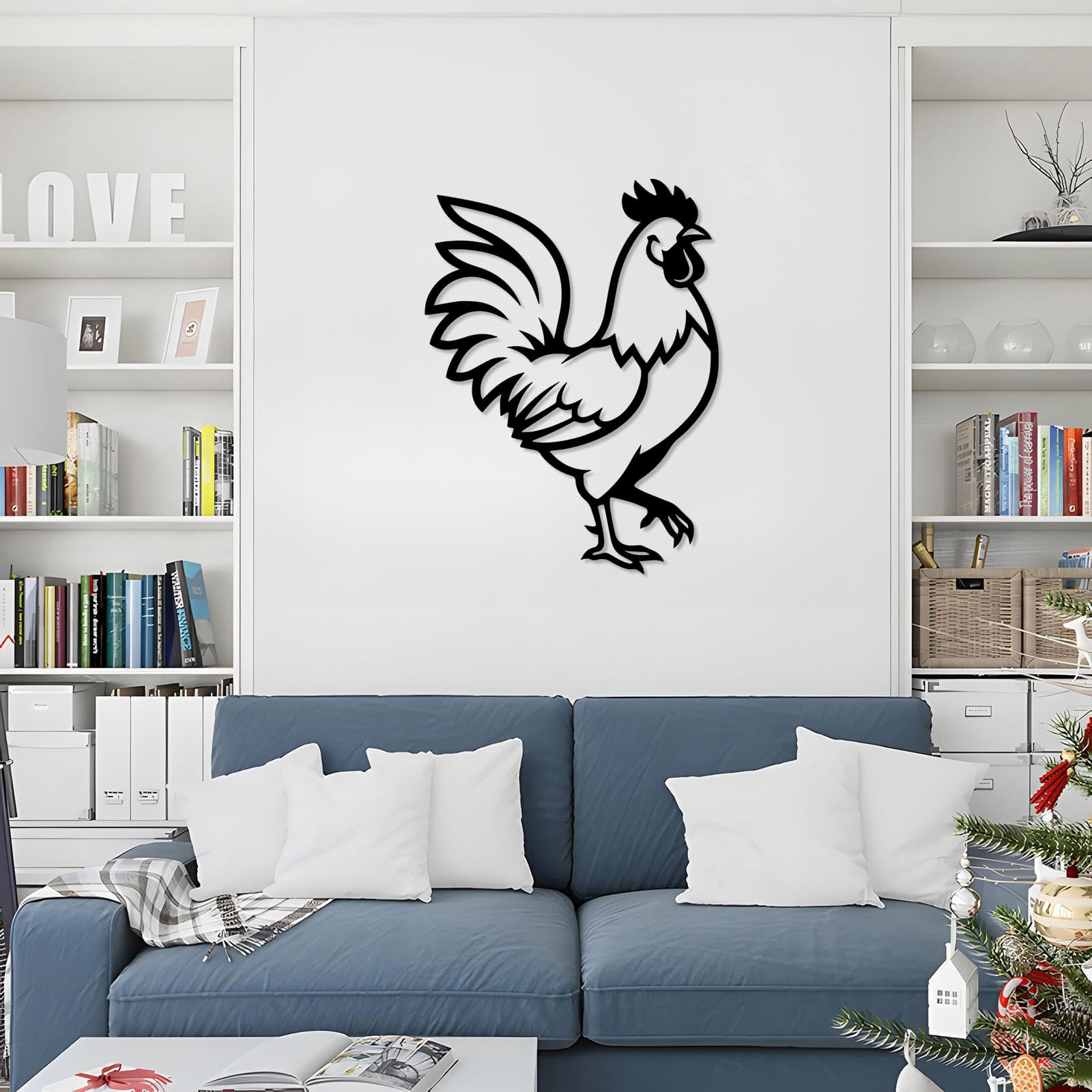 Dekoracja ścienna do salonu, dekoracja wisząca do domu wiejskiego (61 cm) | Kogut zwierzę metal sztuka ścienna metalowe znaki metalowe dekoracje zewnętrzne dekoracja ścienna dekoracja