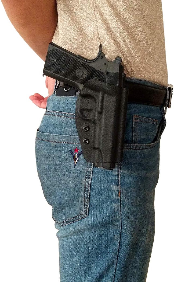 1911 Holster OWB Kydex Holster Fits: Colt Commander 1911 .45 / 9mm / 4.25" / PT1911 Gun Holster Outside Waistband Carry Pistol Case 1.5-2 Inch Belt Clip With Lock - Adj. Width Height Cant - Entrance Widen