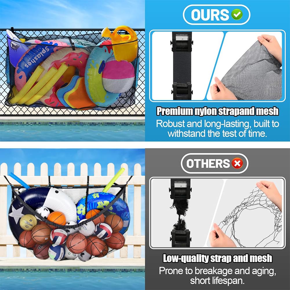 Pool-Aufbewahrungstasche, Spielzeug Aufbewahrung Outdoor, Mesh Pool Spielzeugaufbewahrung, Pool Aufblasbares Spielzeug Tasche, Pool Wandtaschen, Pool Ball Organisator