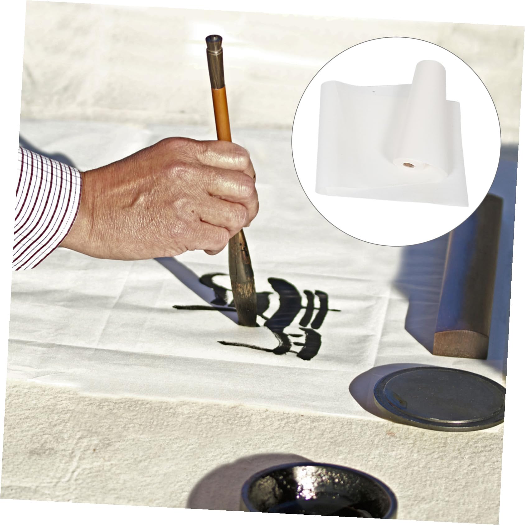 Cabilock Rollo De Papel Xuan Para Caligrafía y Pintura China 35 Cm Blanco Engrosado Semifresco Artista Profesional Manualidades Uso Decorativo Artístico