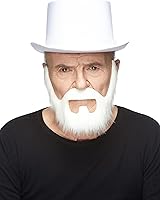 Vista 10 de Mustaches - Barba postiza y autoadhesiva de persona bajo fianza, accesorio de disfraz facial postizo para adultos, color gris y blanco