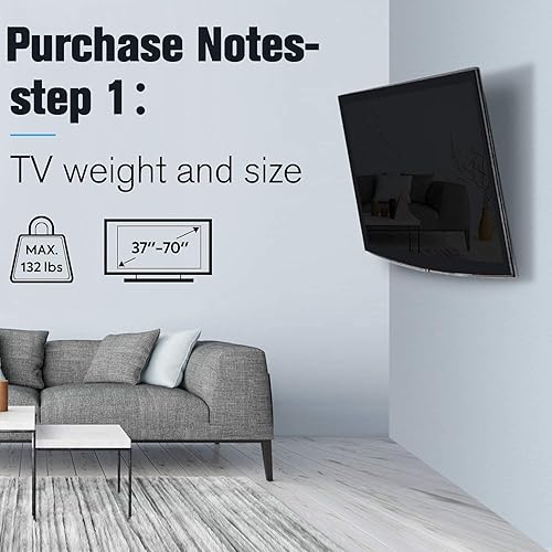 Miniatura 5 de Mounting Dream Soporte de pared para TV con certificación UL para la mayoría de televisores de pantalla plana de 37 a 70 pulgadas, soporte de pared