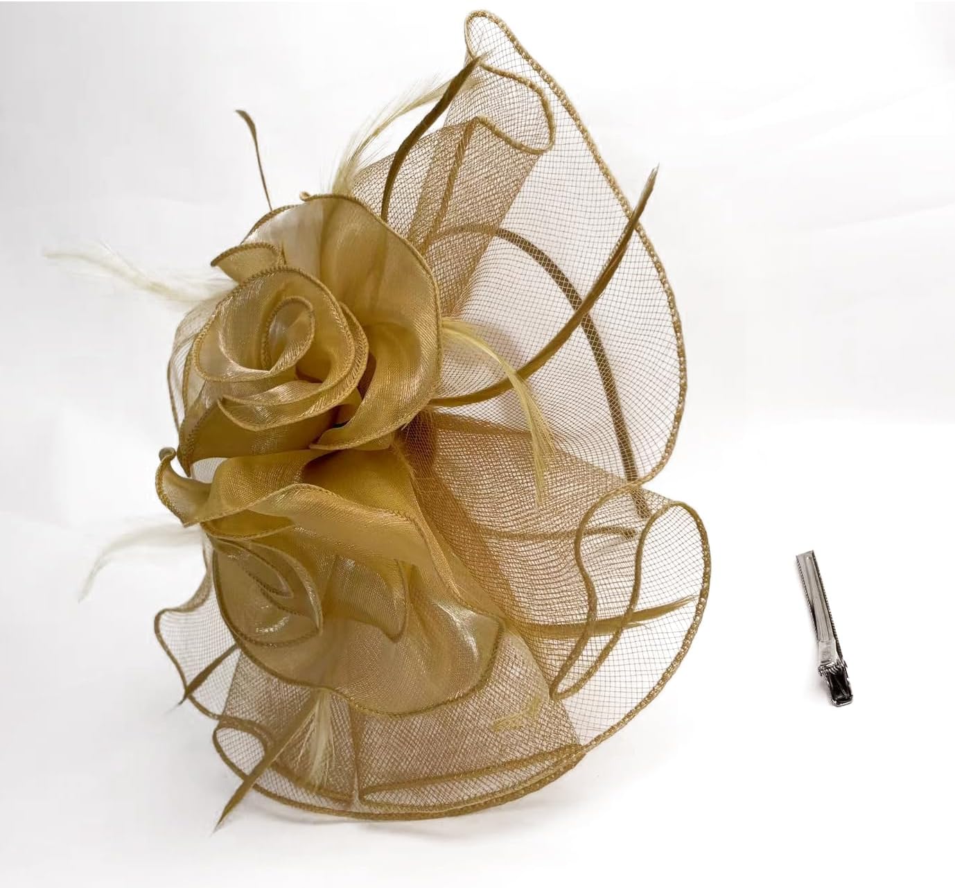 Women Fascinators Organza Fascinators 20S Party Hat Wedding Tea Party Fascinator Pillbox Hat with Headband Hairclip - Image 3