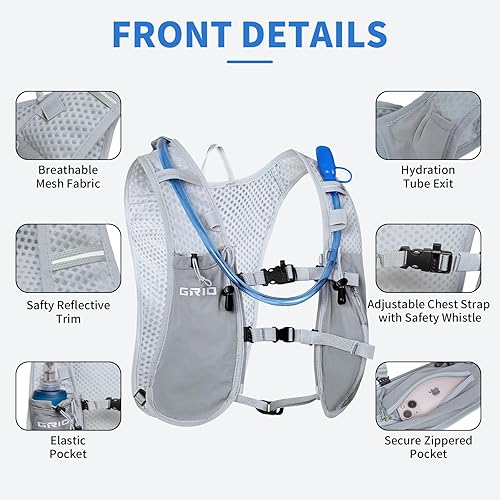 Miniatura 3 de Chaleco ligero para correr para mujeres y hombres, mochila de hidratación ajustable transpirable reflectante con bolsa de agua de 1.5 L para