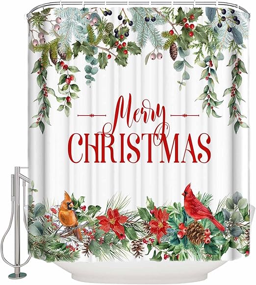 Zadaling Christmas Waterproof Fabric Shower Curtain for