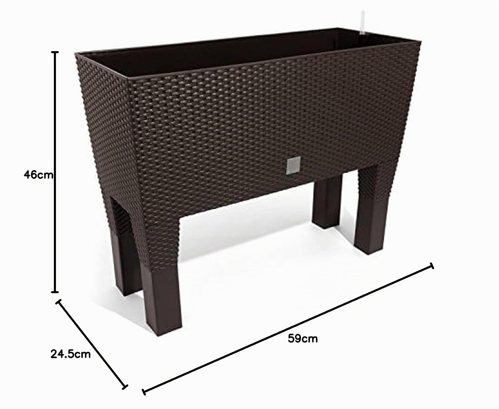 Fioriera rettangolare alta 30 litri auto-irrigante colore ocra scuro 60 x 25 x 46 cm con gambe