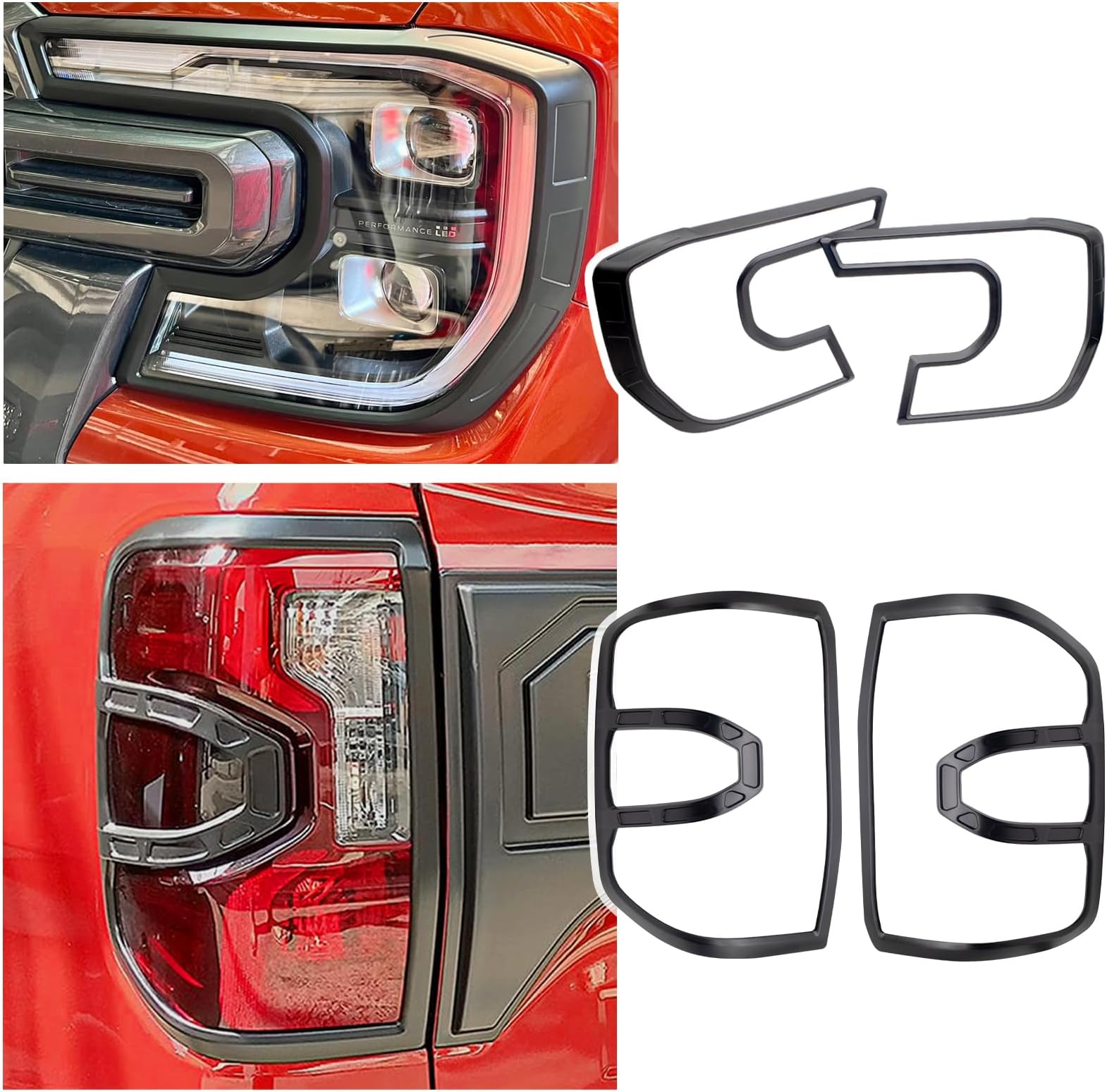 Light Cover for Ford Ranger 2023-2026 Accessories Next Gen Wildtrak Platinum Raptor T9 Headlight and Rear Light Guard Surround Protector Kit Garnish Bezels Trims